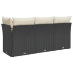 vidaXL Canapé de jardin avec coussins 3 places noir résine tressée