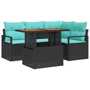vidaXL Ensemble de salle à manger pour jardin 5 Pièces Noir et Sarcelle