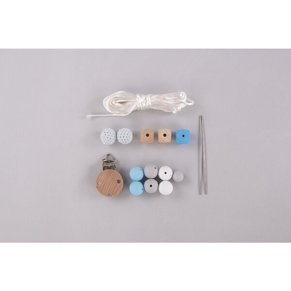 Kit: Chaînette de sucette  bleu clair  15 pièces  Boite