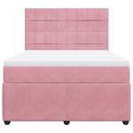 vidaXL Sommier à lattes de lit avec matelas Rose 140x200 cm Velours