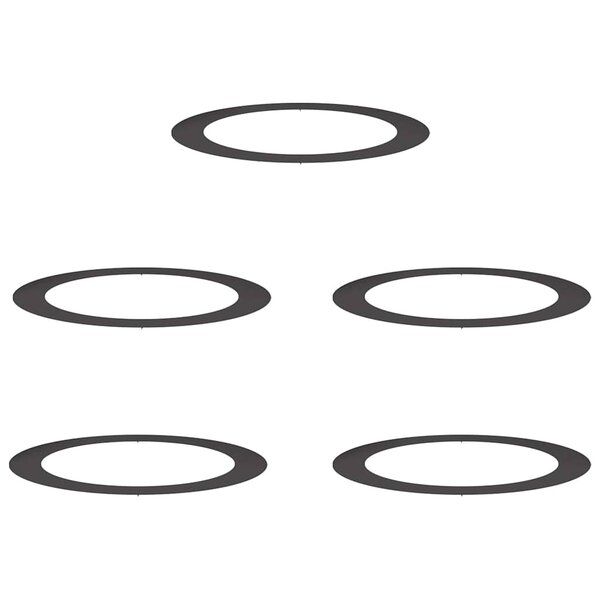 vidaXL Anneau d'arbre plat 5 Pièces Noir Ø90/120 cm Acier