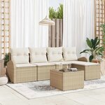 vidaXL Ensemble de canapé de jardin 6 Pièces Beige  blanc Poly rotin