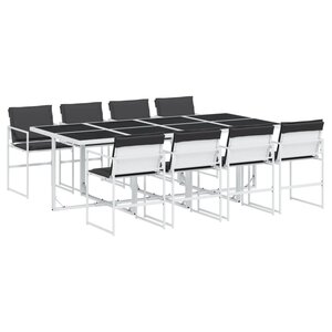 vidaXL Ensemble à manger de jardin avec coussins 9 Pièces blanc textilène