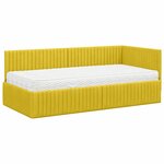 vidaXL Cadre de lit d'angle avec matelas 2 Pièces Jaune Velours