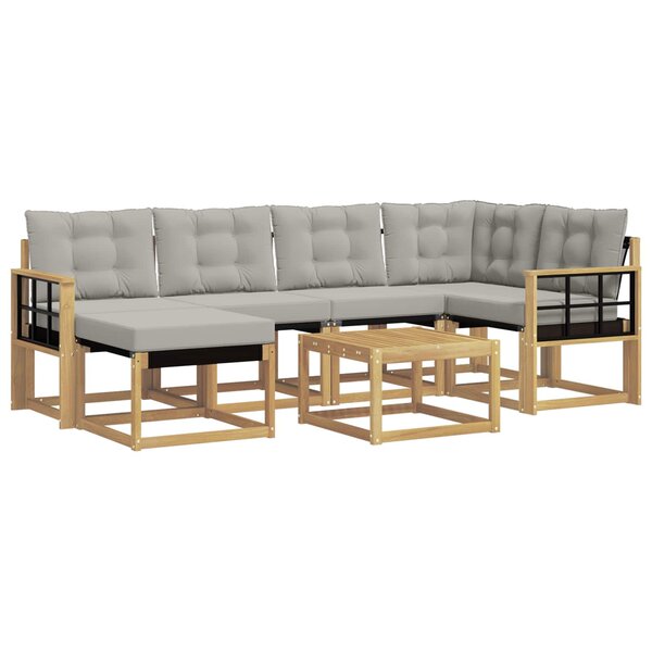 vidaXL Ensemble de canapés d'extérieur 7 Pièces Blanc et gris clair