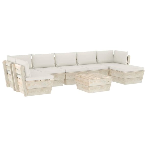 vidaXL Salon de jardin palette 8 Pièces avec coussins bois d'épicéa
