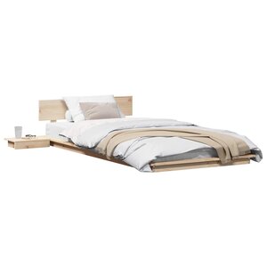 vidaXL Cadre de lit avec tête de lit Marron 90 x 200 cm bois