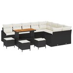 Ensemble de Canapé de Jardin vidaXL 13 pièces avec Coussins Noir Poly Rattan Acacia