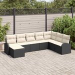 vidaXL Ensemble de canapé de jardin 8 Pièces Noir  blanc Poly rotin