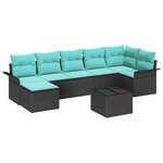 vidaXL Ensemble de canapé de jardin avec stockage 8 Pièces Noir polyrotin