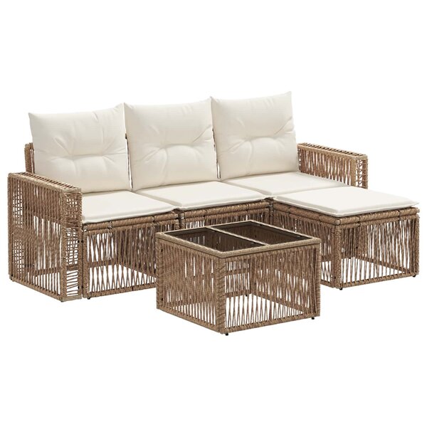 vidaXL Ensemble de canapé de jardin 5 Pièces Beige et blanc crème