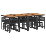 vidaXL Ensemble à manger de jardin 13 Pièces coussins noir résine tressée