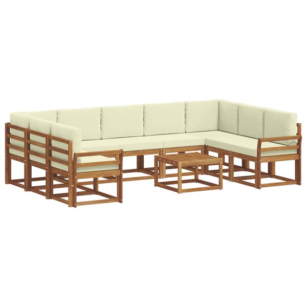 vidaXL Ensemble de canapés d'extérieur 10 Pièces Naturel et Crème