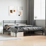 vidaXL Cadre de lit métal avec tête de lit noir 183x213 cm