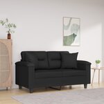 vidaXL Canapé 2 places avec oreillers noir 120 cm tissu microfibre