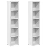 vidaXL Armoires à CD 2 Pièces Blanc brillant 21x16x93 5 cm