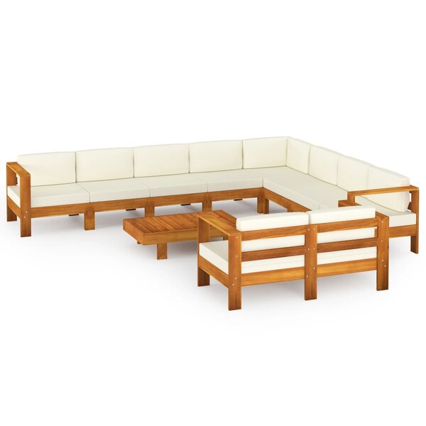 vidaXL Salon de jardin 10 pièces avec coussins 100 x 60 cm Bois d'acacia