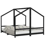 vidaXL Cadre de lit pour enfants noir 2x(90x200) cm bois de pin massif
