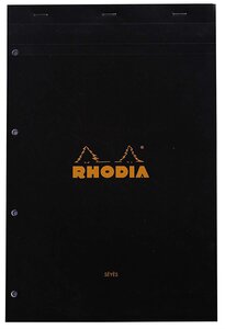 bloc noir n°20 21x31 8cm 80 feuilles agrafées 80g 4 trous seyès RHODIA