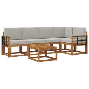vidaXL Ensemble de canapés d'extérieur 6 Pièces Gris Naturel et Clair