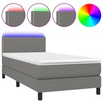 vidaXL Sommier à lattes de lit avec matelas et LED Gris foncé 90x200cm