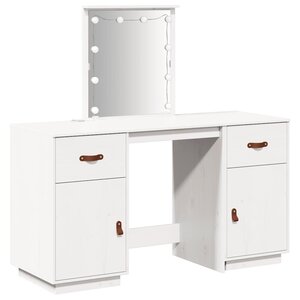 vidaXL Ensemble de coiffeuse avec LED Blanc Bois de pin solide