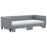 vidaXL Lit de jour avec gigogne et matelas gris clair 90x190 cm tissu
