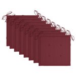 vidaXL Chaises de jardin lot de 8 avec coussins bordeaux Bois de teck