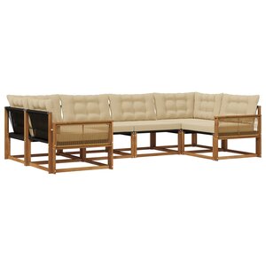 vidaXL Ensemble de canapés d'extérieur 6 pc Naturel et Beige
