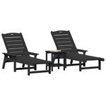 vidaXL Mobilier de jardin lounge 2-personne 3 Pièces Noir 38 x 38 x 46 cm