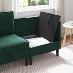 vidaXL Sofa avec rangement Vert foncé Velours