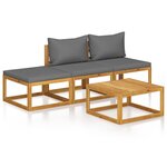 vidaXL Salon de jardin 4 Pièces avec coussin Bois d'acacia solide