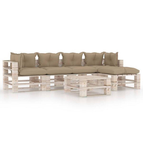 vidaXL Salon palette de jardin 6 Pièces avec coussins bois de pin