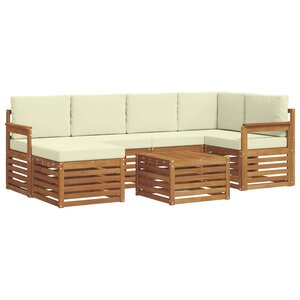 vidaXL Ensemble de canapé d'angle avec coussin 7 Pièces Naturel et Crème