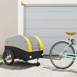 vidaXL Remorque de vélo noir et jaune 45 kg fer
