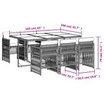 vidaXL Ensemble à manger de jardin et coussins 7 Pièces gris clair rotin