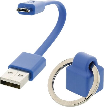 Cable Valueline format porte-clés USB 2.0 type A - Micro B M/M 10cm (Bleu)
