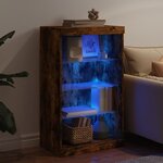 vidaXL Buffet avec lumières LED chêne fumé 60 5x37x100 cm