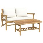 vidaXL Salon de jardin 2 Pièces avec coussins blanc crème bambou