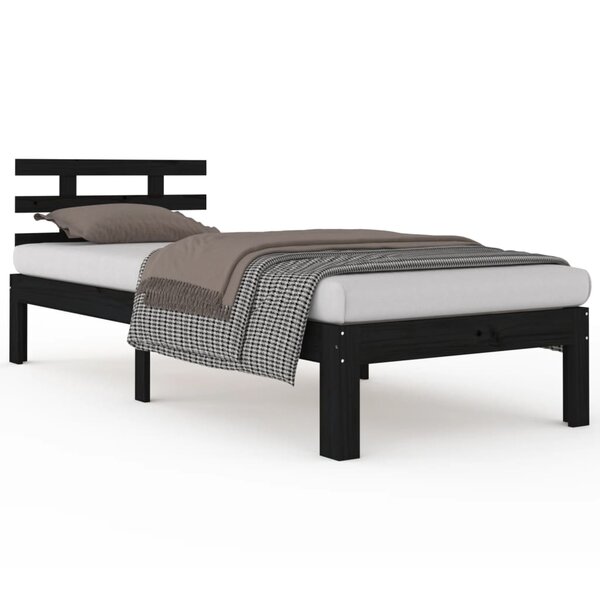 vidaXL Cadre de lit Noir Bois massif 100x200 cm