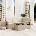 vidaXL Salon de jardin avec coussins 5 Pièces beige résine tressée