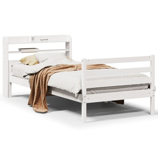 vidaXL Cadre de lit avec tête de lit sans matelas blanc 100x200 cm