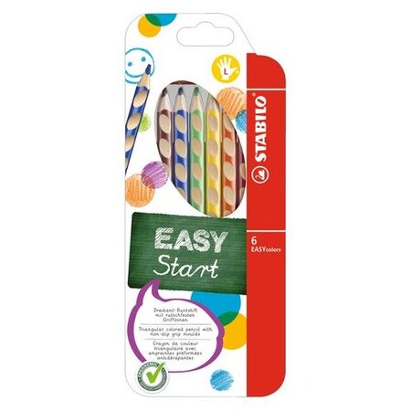 Etui de 6 crayon de couleur ergonomique easycolors start gaucher stabilo