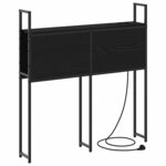 vidaXL Headboard de Rangement avec Station de Charge Chêne noir 80 cm