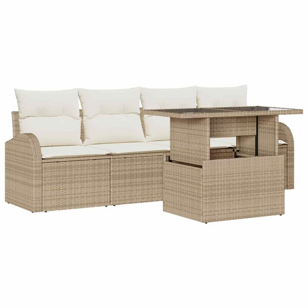 vidaXL Ensemble de canapé de jardin 5 pc Beige Poly rotin