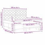 vidaXL Lit avec sommier et banc gris clair 200x200 cm en tissu