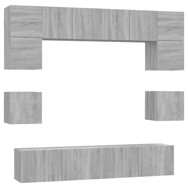 vidaXL Ensemble de meubles TV 8 Pièces Sonoma gris Bois d'ingénierie