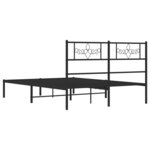vidaXL Cadre de lit métal sans matelas avec tête de lit noir 140x190cm