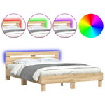 vidaXL Cadre de lit avec LED sans matelas chêne sonoma 140x190 cm