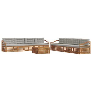 vidaXL Ensemble de canapés d'extérieur 9 Pièces Gris Naturel et Clair